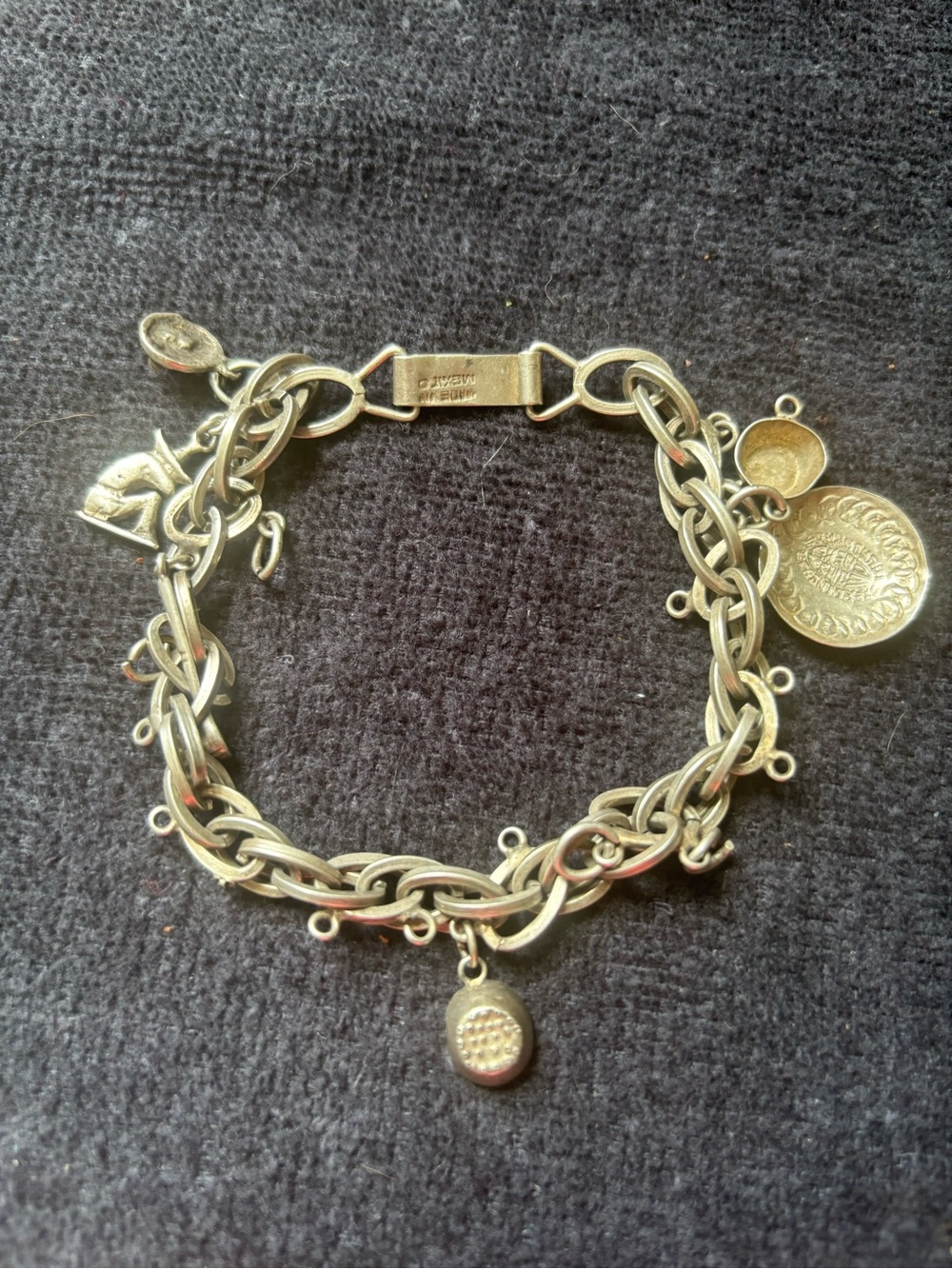 Vintage made in Mexico Silver Charm Bracelet